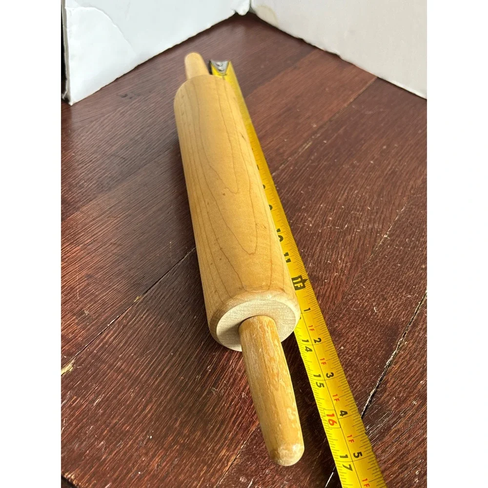 Vintage Solid Wood Rolling Pin 17 Inch Natural Finish Farmhouse Kitchenware